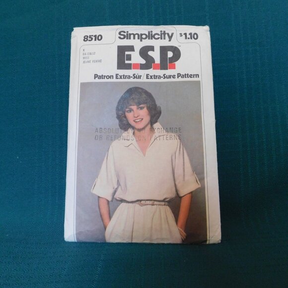 Simplicity ESP 8510 – Vintage 1980s Misses’ Pullover Dress Pattern, Size 8-10-12 - Picture 1 of 6